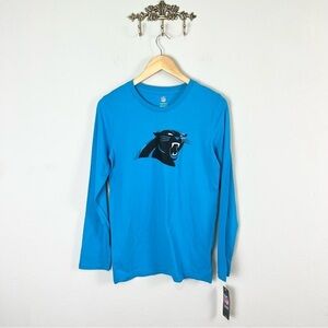 NEW NFL Carolina‎ Panthers Football Long Sleeve Blue T-Shirt Youth Large 14/16